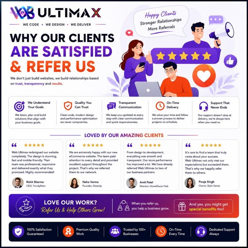 Web Ultimax original social media post - Why Clients Refer Us